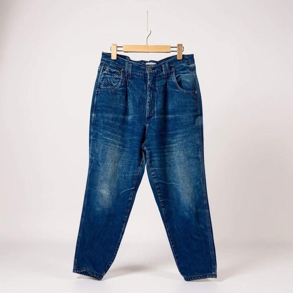 Zena Jeans Womens Blue High Waist Tapered‎ Leg Pleated Vintage Denim Pants 16